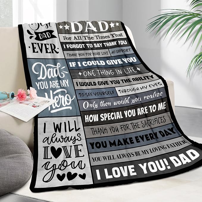 Birthday Gift for Dad from Daughter or Son - to My Dad Blanket 60"x80" | Soft and Cozy Keepsake Blanket Thoughtful Gift on Christmas Valentines Day Fathers Day Birthday