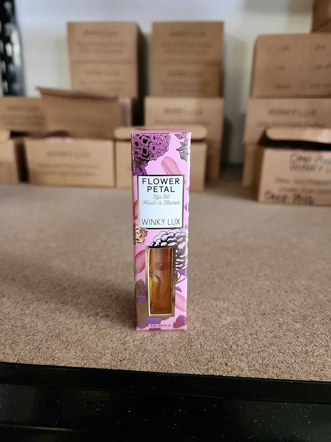 Winky Lux Flower Petal Lip Oil - Silky Shine & Hydrating Non Sticky Lip Gloss, Infused with Real Flower Petals & Nourishing Jojoba Oil, with Soft Vanilla Scent