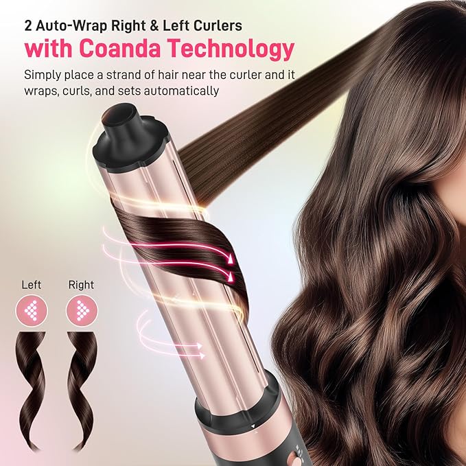 MESCOMB Dual Voltage Hot Air Styler Wrap - 5 in 1 Hair Dryer Brush with Fast Drying Blow Dryer, Styling, Straightening & Volumizing with Travel Bag (100V–240V) -Black + Pink