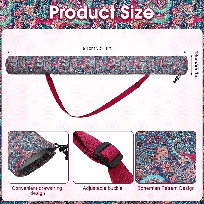 Shinylin 35 Inch Mahjong Mat Carrying Bag with Strap, Printed Drawstring Mahjong Holder Bag Outdoor Travel Canvas Storage for Board Games, Yoga Mats, Tripod