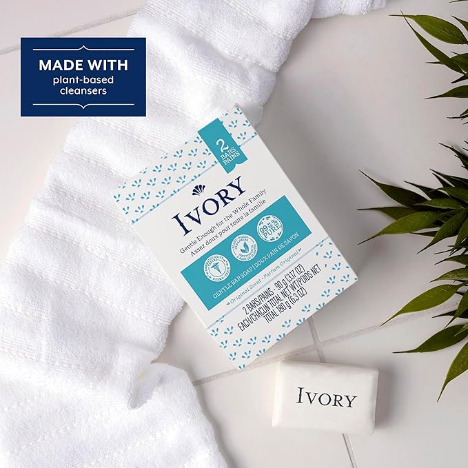 Ivory Body Wash + Gentle Bath Bar Soap (2 Count) Bundle Designed for the Whole Family, Original Scent, Gentle Formula, Made Without Heavy Perfumes, Parabens, or Phthalates, 35 oz & 3.17 oz (Pack of 2)