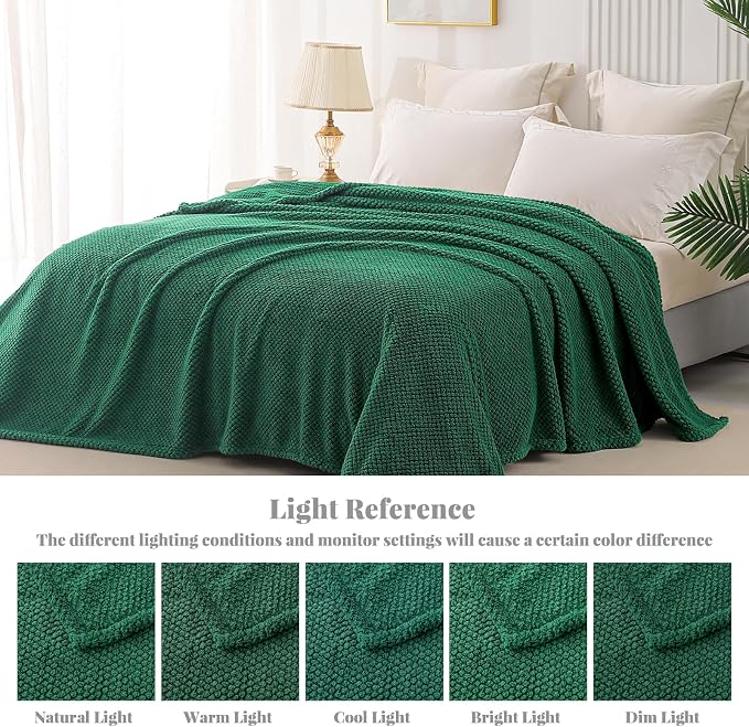 Whale Flotilla Extra Large Soft Fleece Throw Blanket for Couch | 50x70 Inch, Emerald Green, Suitable for Sofa Chair Bed, Fluffy Fuzzy Jacquard Blankets for All Season, Lightweight and Cozy
