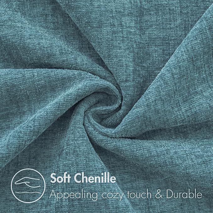 MIULEE Soft Chenille Euro Throw Pillow Covers Blue Ashes 24x24 Pack of 2 | Modern Coastal Home Decor, Classic Decorative Pillows, Solid Dyed Cases, Boho Couch Cushion Covers for Sofa Bed Living Room