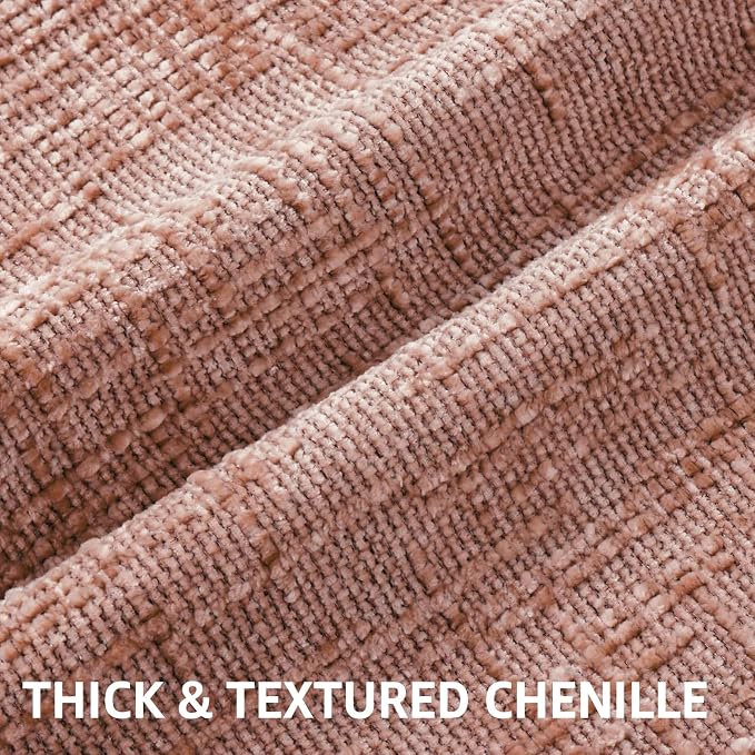 decorUhome Textured Chenille Throw Pillow Covers 18x18 Set of 2 Pink | Fall Modern Farmhouse Soft Cozy Slubby Couch Pillow Cases Boho Decorative Pillow Cases for Bed Sofa Living Room Home Decor