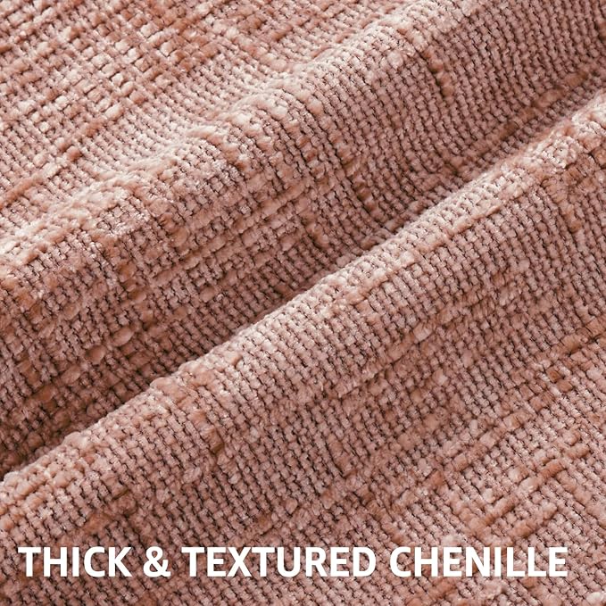 decorUhome Textured Chenille Throw Pillow Covers 16x16 Set of 2 Pink | Fall Modern Farmhouse Soft Cozy Slubby Couch Pillow Cases Boho Decorative Pillow Cases for Bed Sofa Living Room Home Decor
