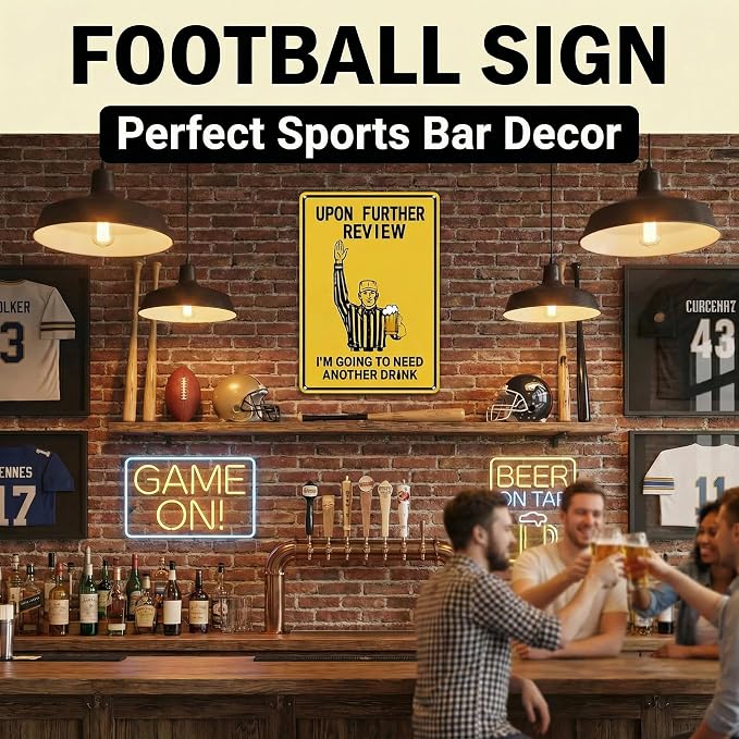 Crazysign Football Gifts Vintage Football Sign Upon Further Review I'm Going To Need Another Drink Tin Sign for Home Man Cave Garage Bar Basement Decor 8X12 Inch (3182)