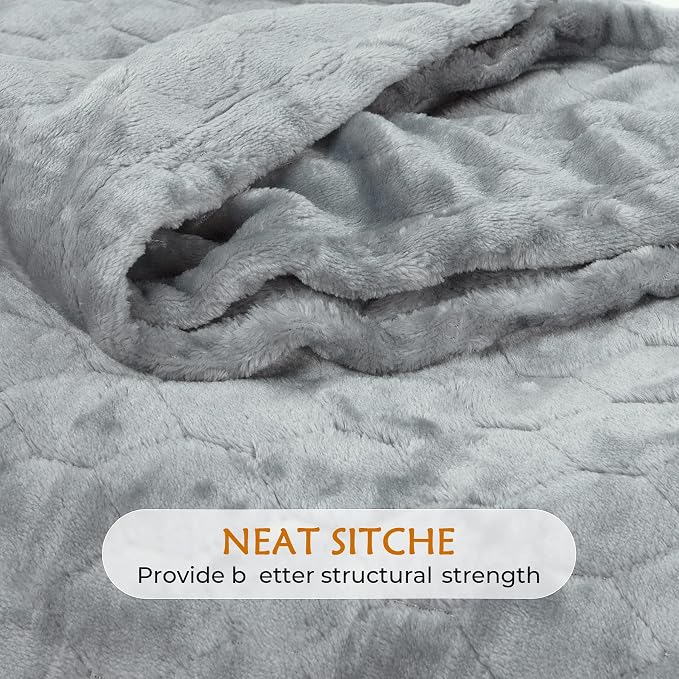 Fleece Blanket Super Soft Cozy Throw Blanket 50" x 60", Lightweight Fuzzy Comfy Textured Flannel Blanket Warm Plush Throw Blankets for Couch, Sofa, Bed, Light Grey
