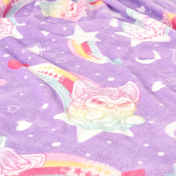 Northwest Furby Starry Rainbows Hugger Pillow & Silk Touch Throw Blanket Set, Stuffed Animal, 50x60 inches and 11 inch Plushie