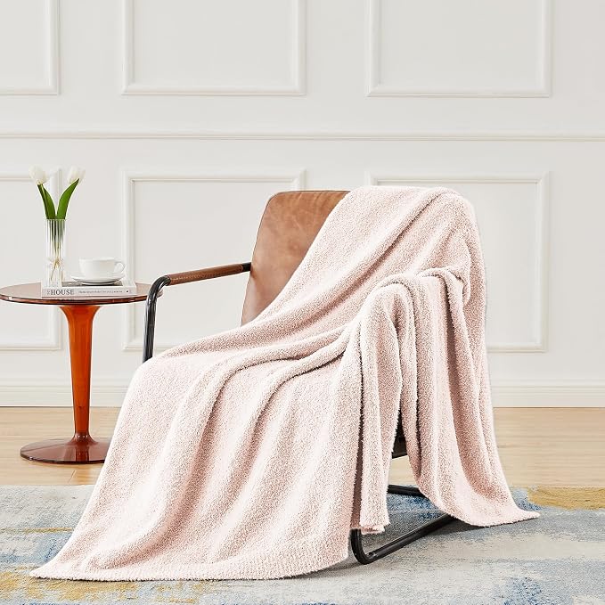 Super Soft Pink Throw Blanket 50x60 inches- Lightweight Plush Fuzzy Fluffy Warm Cozy Blankets and Throws for Sofa Bed All Season Use