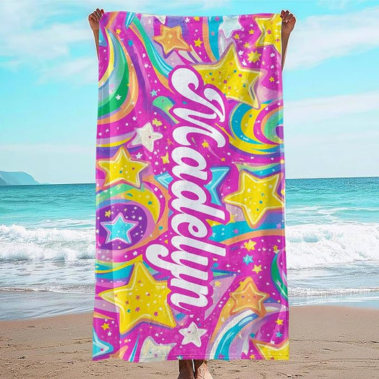 JML Custom Beach Towel with Name, Personalized Microfiber Beach Towel with Name, Large, Soft, Quick Dry & Absorbent for Swim, Pool,Adult,Summer Holiday,Vacation,Travel,Gift for Anniversary, Birthday