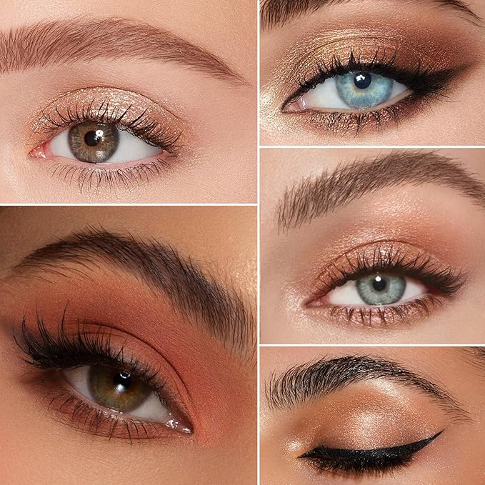 K'APEINE Warm Brown Eyeshadow Palette, 12 Colors Blush Eyeshadow Pink Red Eye Shades Matte Shimmer Eye Shadow High-Pigmented Makeup Palette for Women Daily, Party, Music Festival, Stage Performance