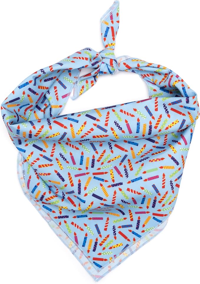 THE WORTHY DOG Icons Classic Tie-On Bandana for Dogs & Cats, Birthday