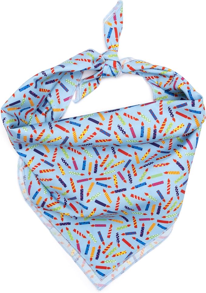 THE WORTHY DOG Icons Classic Tie-On Bandana for Dogs & Cats, Birthday