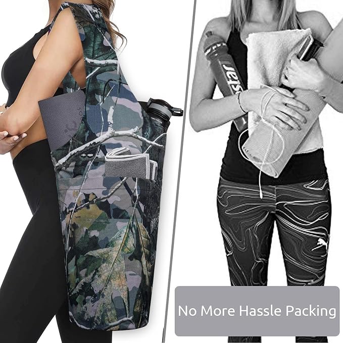 Yoga Mat Bag - Long Tote with Pockets - Holds More Yoga Accessories - Yoga Bag Fit Most Size Mats - Yoga Mat Carrier