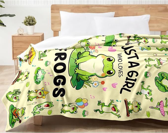 Frog Blanket Gifts for Frog Lovers Soft Flannel Frogs Throw Blanket Bedding Decor 50"x40"