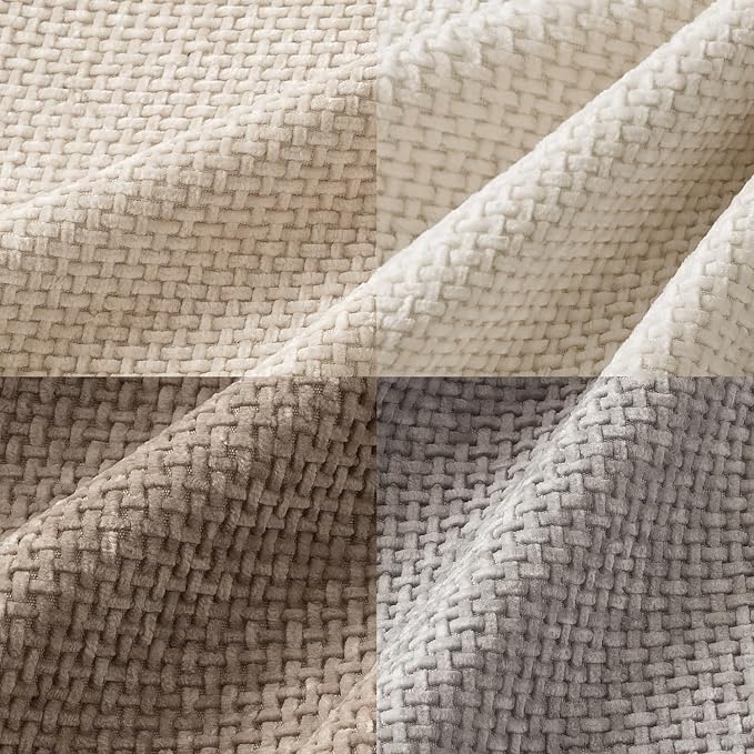 MIULEE Decorative Chenille Pillow Covers Neutral Beige 22x22 Pack of 4 | Modern Home Decor, Cozy Cream Collection, Euro Couch Throw Pillows, Farmhouse Boho Cushion Covers for Sofa Bed Living Room