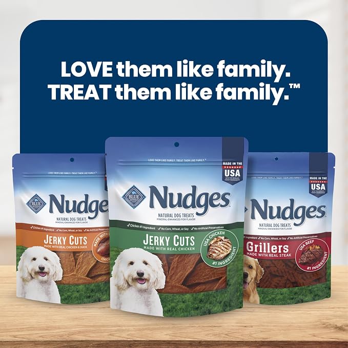 Blue Buffalo Nudges Jerky Cuts Chicken Dog Treats, 10 oz | Real Chicken First, Made in the USA, No Artificial Preservatives, Corn, Wheat, or Soy