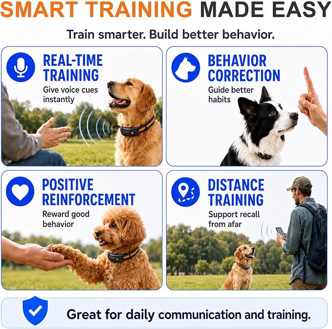 4G LTE GPS Pet Tracker & Virtual Fence, Real-Time Location, Heart Rate & Activity Monitor, Remote Training Smart Collar for Large Cats, Small, Medium and Large Dogs (Black)