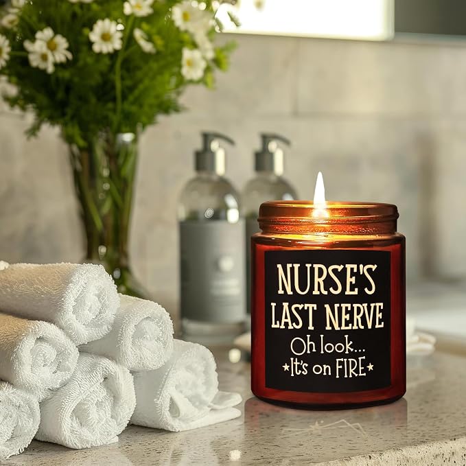 Funny Gift for Mom - Mom's Last Nerve Candle - Best Mom Gifts for Birthday Mothers Day - Relaxing Calming Stress Relief Gifts for Women Wife - Lavender Vanilla Scented Soy Jar Candle for Home