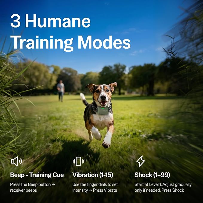 SafeShock (latest version) - Dog Shock Collar with Remote Control, 4500FT Range Shock Collar for Dogs & Training Collar, Waterproof, Beep & Vibration First, Rechargeable for Small Medium Large Dogs