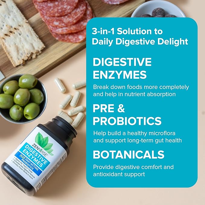 Zenwise Health Digestive Enzymes for Gut Health & Bloating Relief - Multi Enzymes Digestion Supplement with Probiotics, Bromelain & Papaya for Digestive Health Support - Men & Women - 180 Count