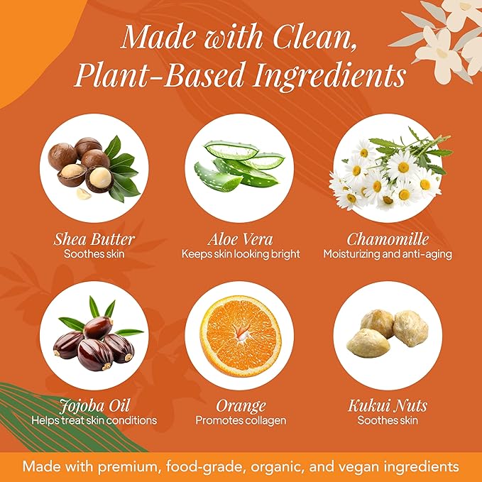 Saavy Naturals Deeply Hydrating Body Cream for Dry Skin – Nourishing Shea Butter, Plant-Based & Sustainably Sourced – Sweet Orange – 8.5 fl oz, 1 pack