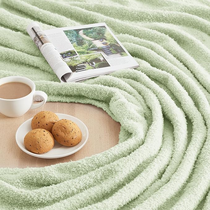 Knit Throw Blanket for Mint Green - Super Soft Lightweight Plush Fuzzy Fluffy Cozy Blankets and Throws for Sofa Bed, 60 x 80 inches