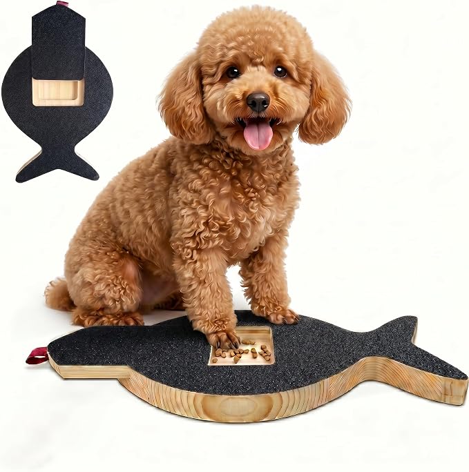 Dog Nail Scratch Board with Treat Drawer, Stress-Free Nail File for Small Medium Large Dogs, Front Paw Scratch Pad Alternative to Clippers, Replaceable Sandpaper Training Tool