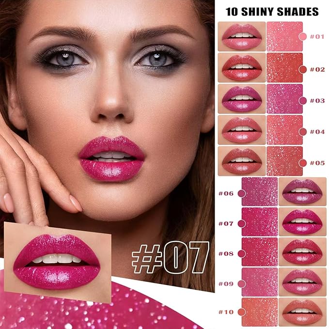 Nude Brown Lipstick For Women Matte Nude Glitter Highly Pigmented Moisturizing Lip stick Hypoallergenic Waterproof Long Lasting Lipsticks Quick Makeup Lightweight Portable # 10
