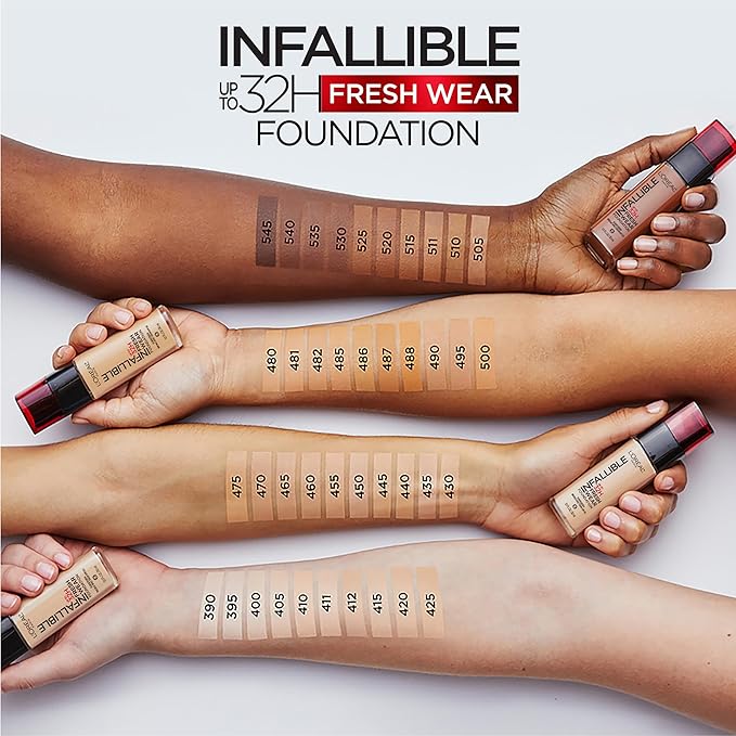 L'Oreal Paris Makeup Infallible Up to 32 Hour Fresh Wear Lightweight Foundation, 390 Snow, 1 Fl Oz, Packaging May Vary