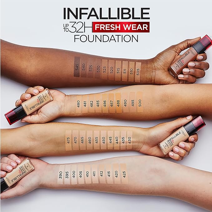 L'Oreal Paris Makeup Infallible Up to 32 Hour Fresh Wear Lightweight Foundation, 450 Rose Beige, 1 Fl Oz, Packaging May Vary