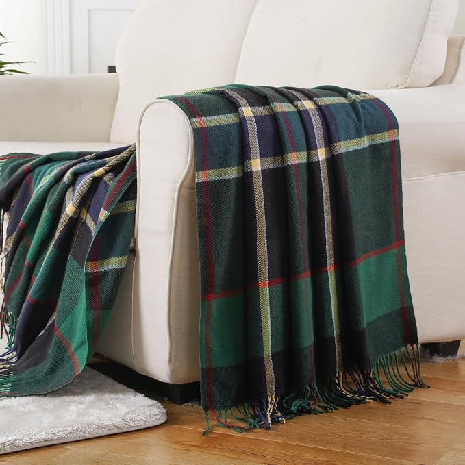 Forest Green Plaid Throw Blanket for Couch, Buffalo Checkered Blanket | 50"x60", Christmas Green Plaid Blanket, Lightweight Farmhouse Outdoor Throw Blankets for Bed, Sofa