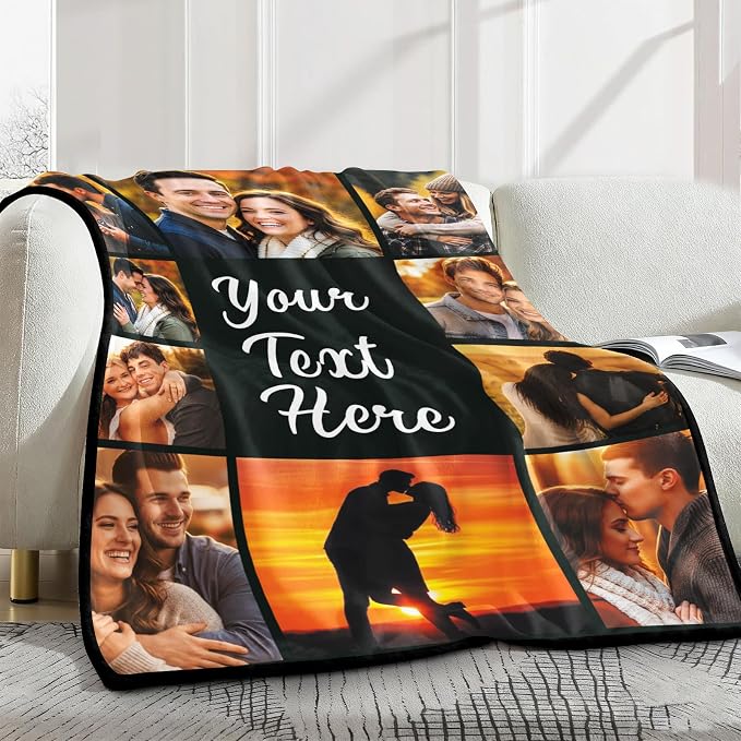 Yofair Ships Next Day, Custom Blanket with Picture Wedding Anniversary Valentines Day Gifts for Him Her Personalized Photo Blankets I Love You Couple Gift for Women Boyfriend Girlfriend Wife Husband