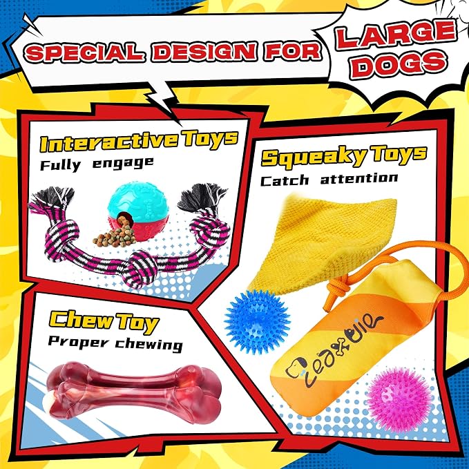 Zeaxuie 12-Pack Dog Toys for Aggressive Chewers,Dog Toys for Large Dogs
