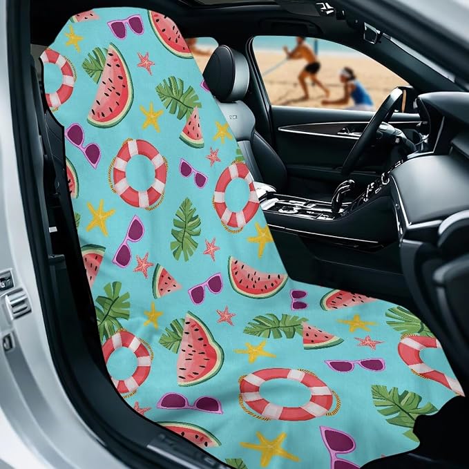INSTANTARTS Summer Pool Watermelon Car Seat Cover Protector Sweat Towel Multi-Functional Car