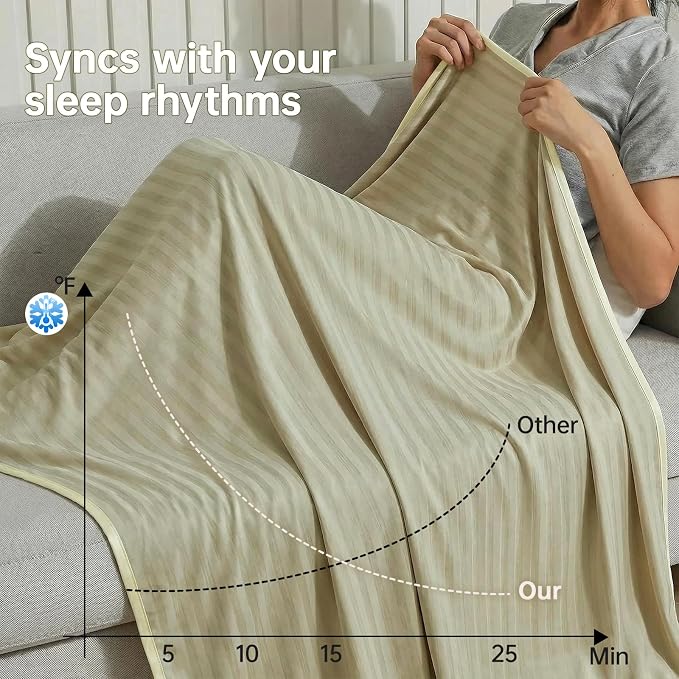 Guohaoi Cooling Blanket for Hot Sleepers and Night Sweats 50"x70" Twin Size | Arc-Chill Q-Max >0.5 Cool Fiber,100% Oeko-Tex Certified Lightweight Summer Blanket for Travel/Outdoor Ultra Cold Breathable