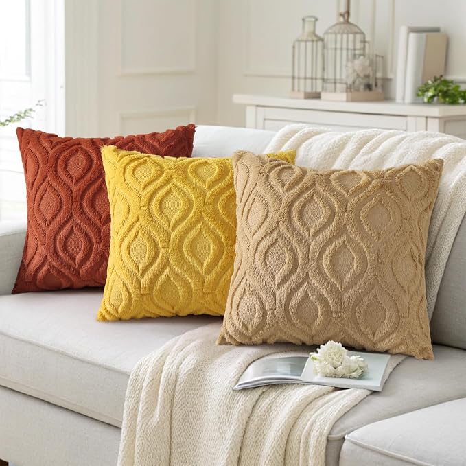 decorUhome Faux Fur Light Brown Khaki Throw Pillow Covers 26x26 Set of 2 | Plush Solid Fall Couch Pillow Covers, Accent Modern Farmhouse Neutral Decorative Soft Pillow Cases for Sofa Bed Living Room