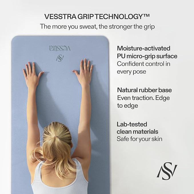 Premium Yoga Mat – Sweat-Activated Non-Slip PU Grip I Natural Rubber Base I 4mm for Yoga, Pilates & Workouts