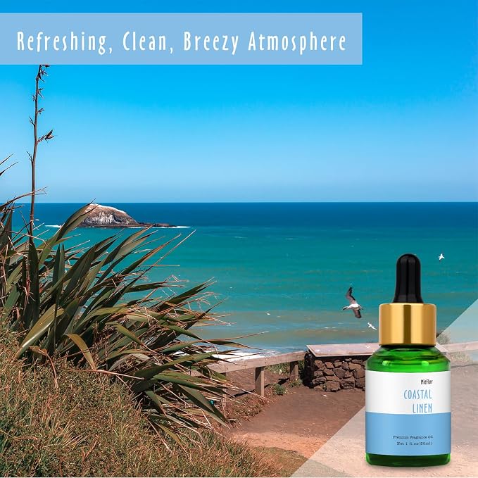 Coastal Linen Fragrance Oil, MitFlor 30ml Single Scented Oils, Large Size Premium Grade Fragrance Oil for Soap & Candle Making, Aromatherapy Diffuser Oils, Clean & Fresh Scent for Home