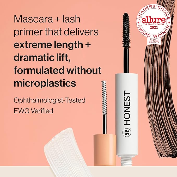 Honest Beauty 2-in-1 Extreme Length Mascara + Lash Primer 3-Pack | Cruelty Free + Safe for Sensitive Eyes | 0.27 fl oz each (pack of 3)