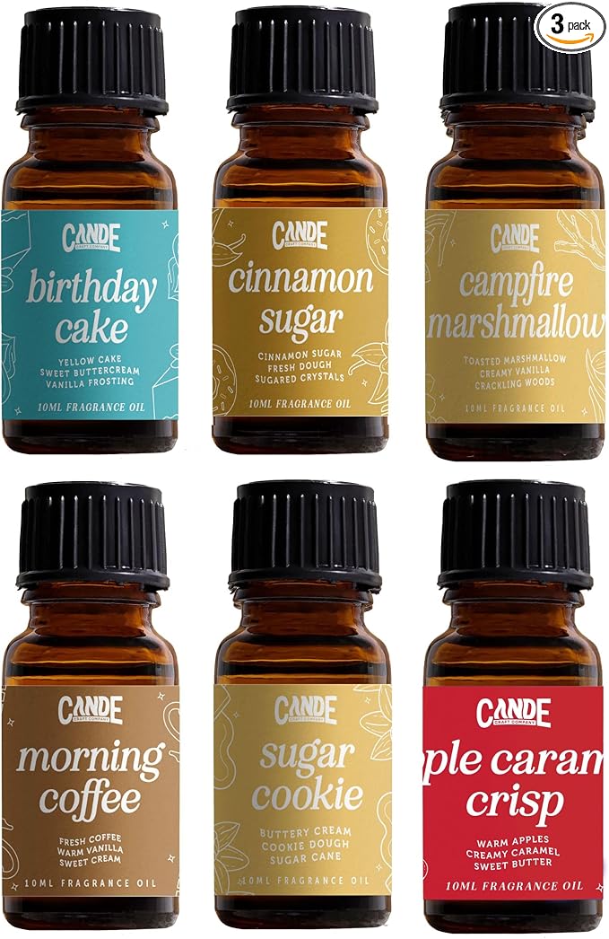 CANDECraftCo Premium Fragrance Oil Bundles – Diffuser Oils Fragrances Scented for Home, Candle Soap Making Supplies, Aromatherapy Blends for House (Bakery, 6-Pack)