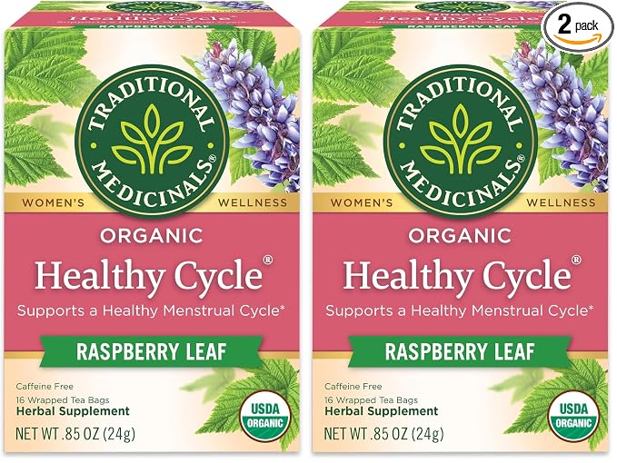 Traditional Medicinals Tea, Organic Healthy Cycle, Supports Healthy Menstrual Cycles, Includes Spearmint,16 Tea Bags (Pack of 2)