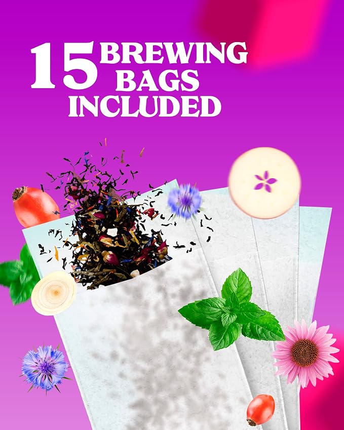 LOVARE Alpine Herbs Loose Leaf Tea 80 g - Made in Ukraine – Herbal tea blend, Lemongrass, Chamomile Flowers, Rose Hips, Orange Peel and Blossom, Blackberry Leaves, and More with 15 Paper Filters (Alpine Herbs)