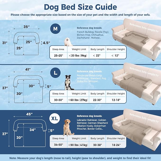 XLarge Dog Cooling Bed for Sofa, 45x37 Inch Pets Couch Cover Mat | Waterproof & Easy Clean & Non-Slip Bottom & Non-Gel, Washable Dogs Summer Couch Pad For Indoor & Outdoor, Taupe