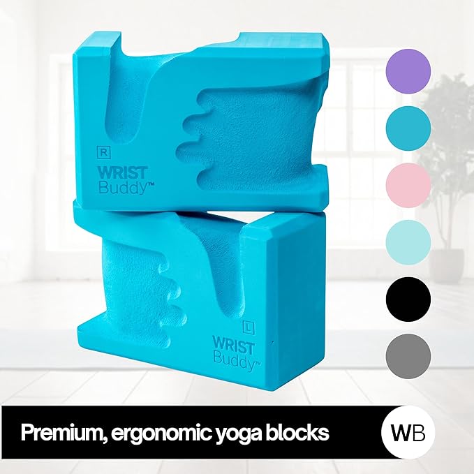 WRISTBuddy® Hand-Shaped Ergonomic Yoga Blocks for Optimal Wrist Support During Yoga, Pilates, Pushups, Planks, and Handstands - Patented Non Slip Blocks for Enhanced Stability and Comfort.