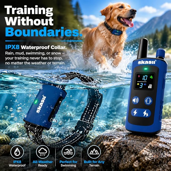 Dog Training Collar with Remote, for Medium Large Dogs, Navy Blue