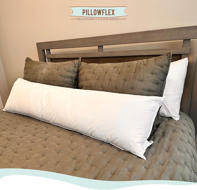 Pillowflex Synthetic Down Pillow Insert 14x42 in - Karate Chop Pillow | Large Rectangle Sham Form, Plush Polyester Cotton Blend, Cloud-Like Comfort, Clump-Resistant Fill, Smooth Elegant Finish