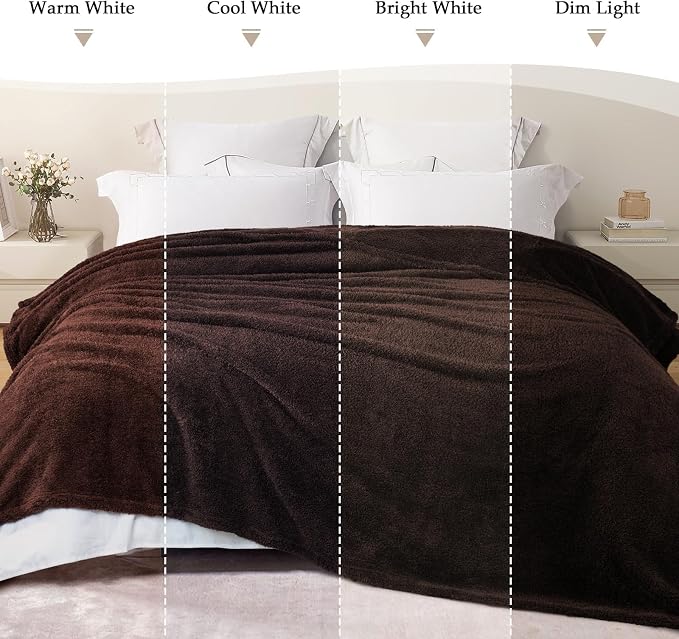 Exclusivo Mezcla Fleece Bed Blankets King Size for Bed, 90" x 104" | Super Soft and Cozy Fluffy Blanket for Women, Lightweight and Fuzzy Large Blanket for Bedroom , All Season, Coffee