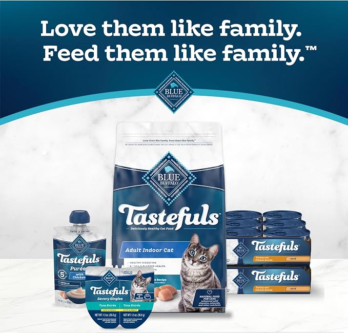 Blue Buffalo Tastefuls Turkey & Chicken Paté Wet Cat Food, 3 oz, 24 ct | Real Turkey First, Paté Style, No Chicken By-Product, Corn, Wheat, or Soy