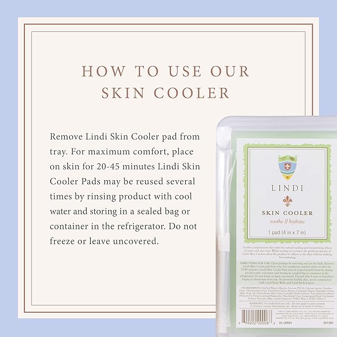 LINDI SKIN Soothing Body Treatment Trio - Includes Body Wash, Body Lotion, and Cooler Pad - Relieves Painful Effects of Radiation Burn - Dermatologist & Allergy Tested Skin Care Products